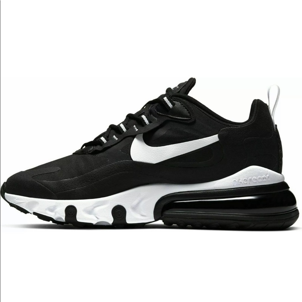 Nike Air Max 270 React Womens Black White shoes - Picture 2 of 7